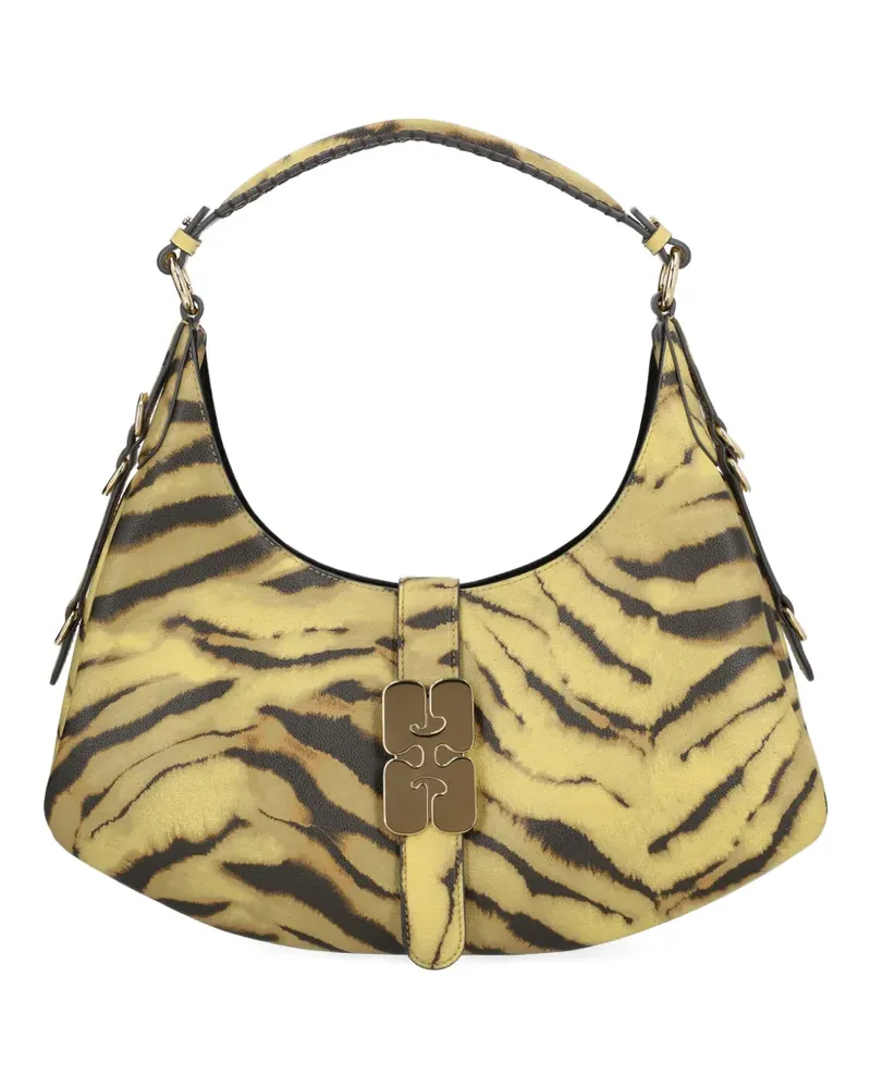 Ganni tiger-pattern buckle shoulder bag - Gelb Gelb
