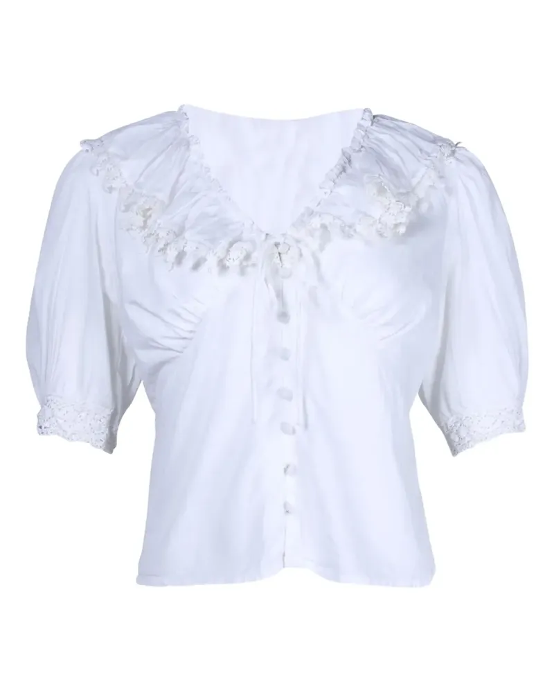 RIXO Rihanna Bluse mit Puffärmeln - Weiß Weiß