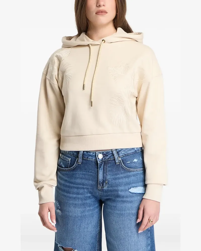 Guess leaf-embroidered drawstring hoodie - Nude Nude