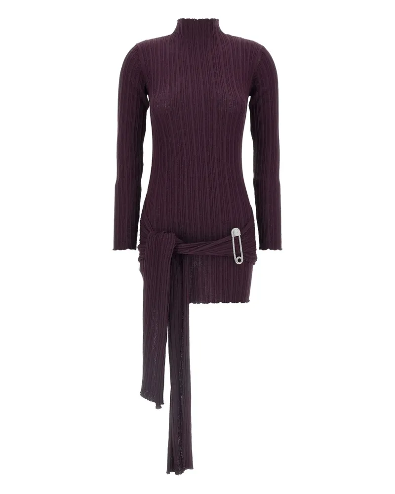 Giuseppe di Morabito Geripptes Strick-Minikleid mit Stehkragen - Violett Violett