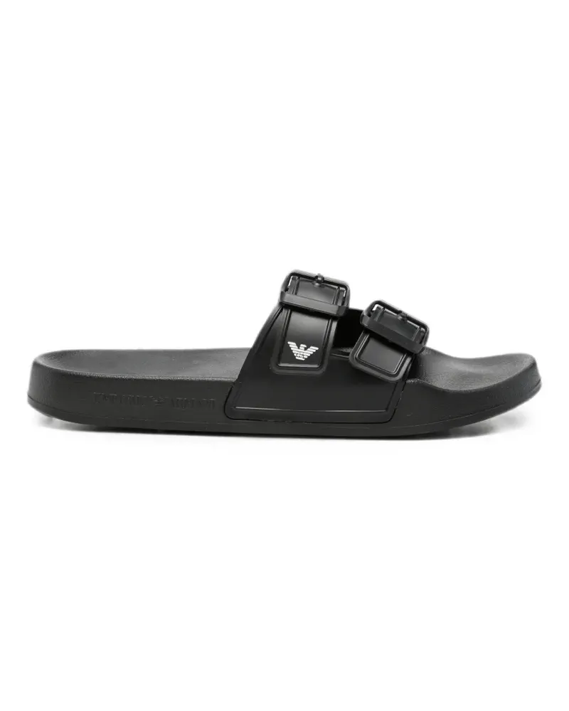 Emporio Armani Pantoletten mit Schnallenverschluss - Schwarz Schwarz