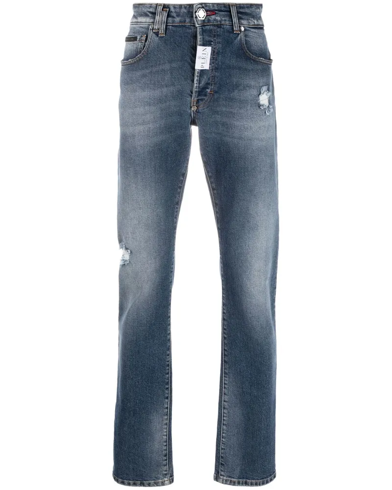 Philipp Plein Slim-Fit-Jeans mit Logo-Patch - Blau Blau