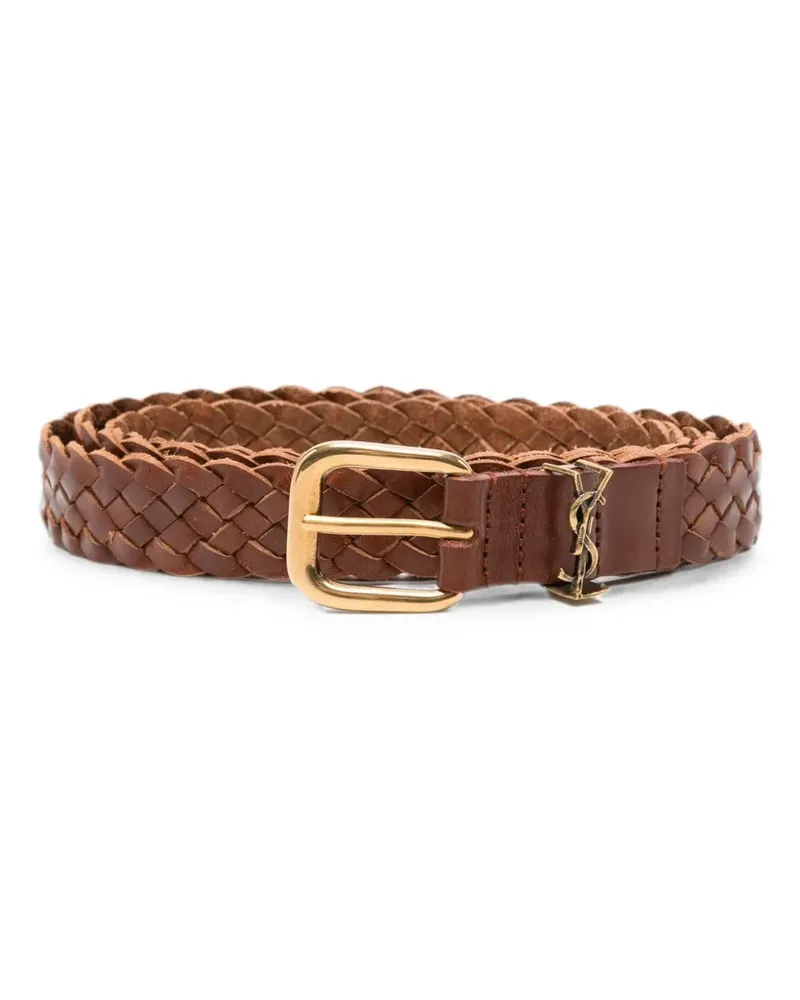 Saint Laurent braided leather belt - Braun Braun
