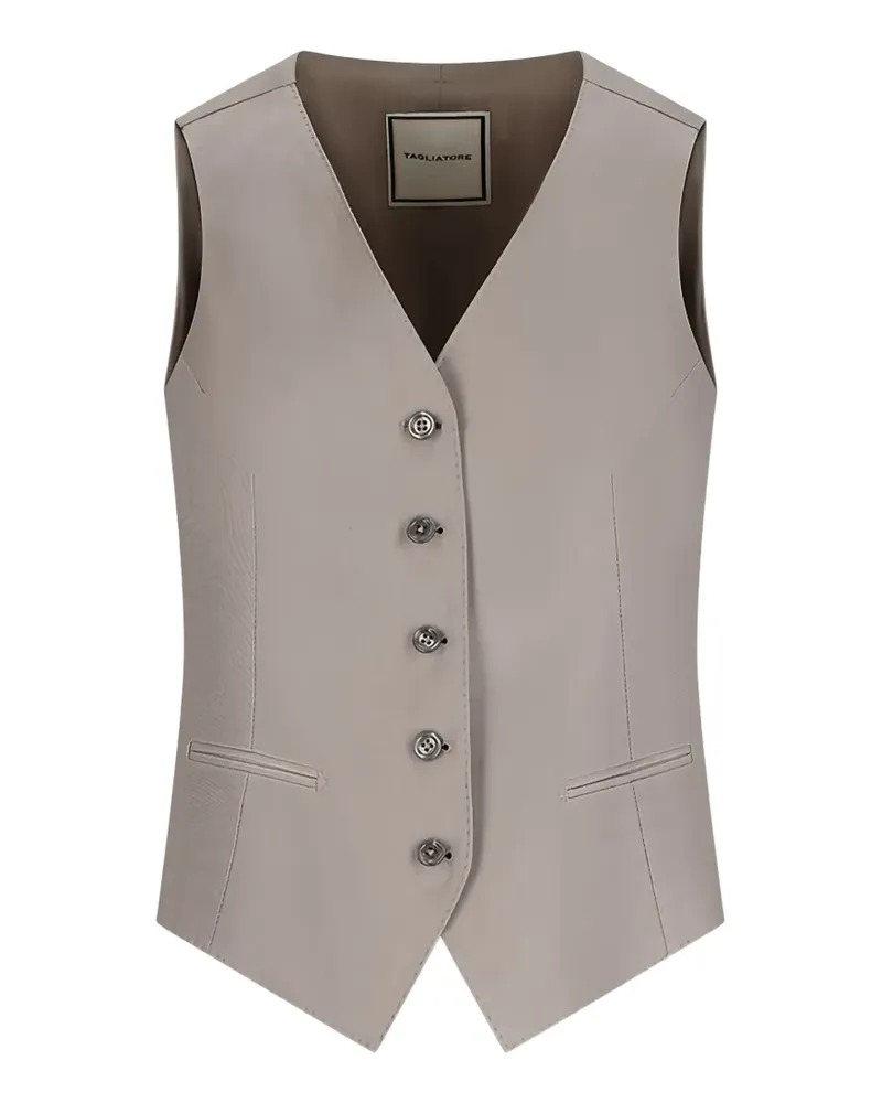 Tagliatore button-up gathered waistcoat - Nude Nude