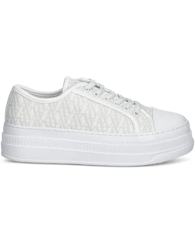 Armani Exchange Flatform-Sneakers mit Logo-Muster - Weiß Weiß