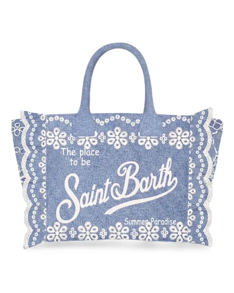 MC2 Saint Barth Colette Volant sangallo-embroidered tote bag - Blau Blau