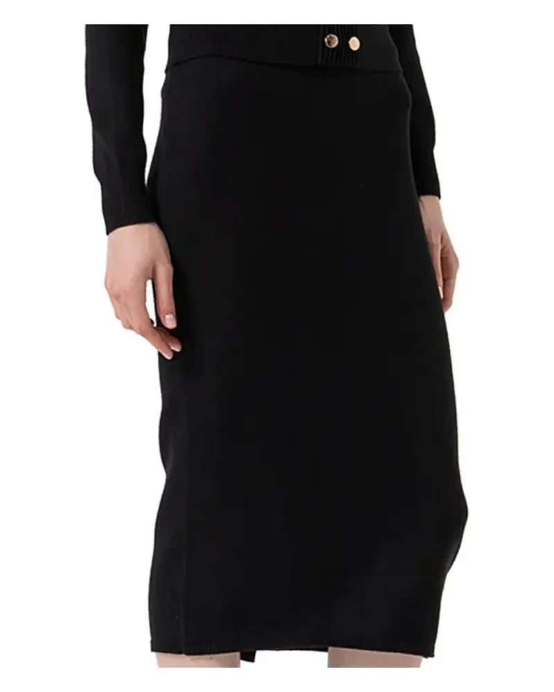 Fracomina Midirock mit Knöpfen - Schwarz Schwarz