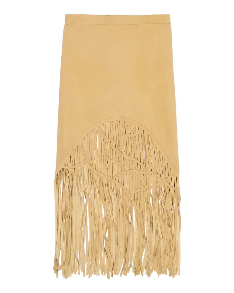 BIMBA Y LOLA fringe-detail suede skirt - Gelb Gelb