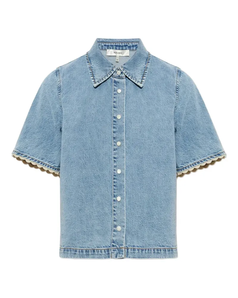 Frame Denim scallop-trim short-sleeve shirt - Blau Blau
