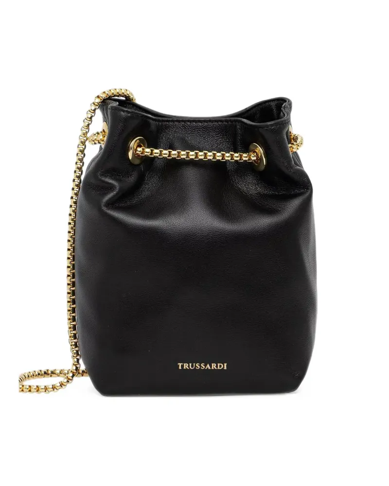 Trussardi mini Orbita logo-print chain-strap bucket bag - Schwarz Schwarz