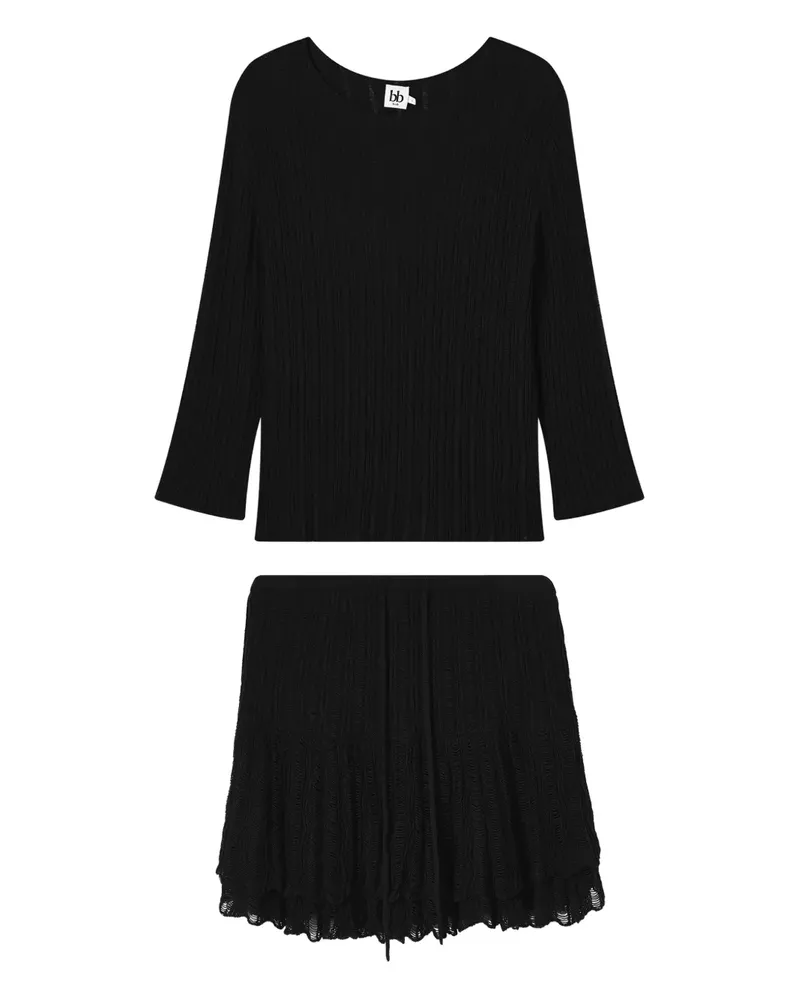 b+ab Gerüschter Jumpsuit aus geripptem Strick - Schwarz Schwarz