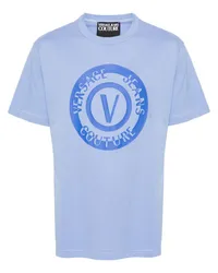 Versace Jeans T-Shirt mit Logo-Print Blau