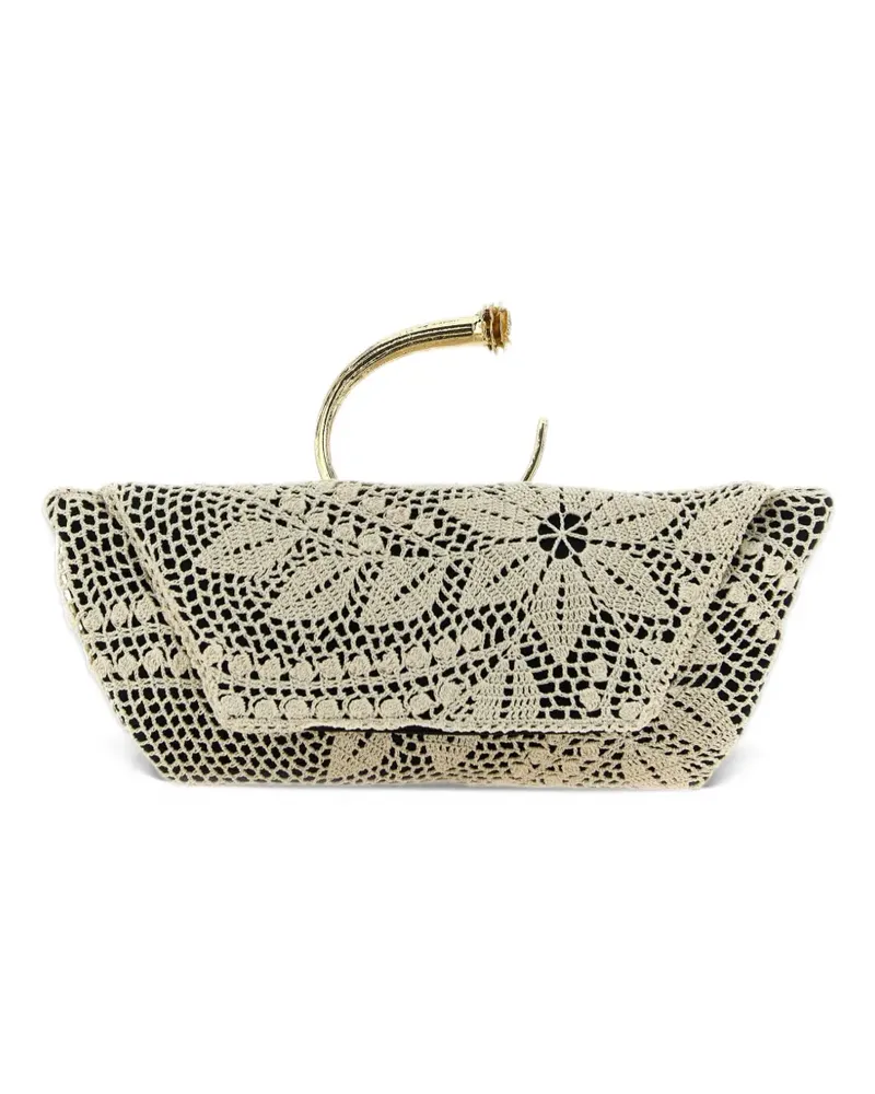 Magda Butrym Clutch aus Seide mit Blumenspitze - Nude Nude
