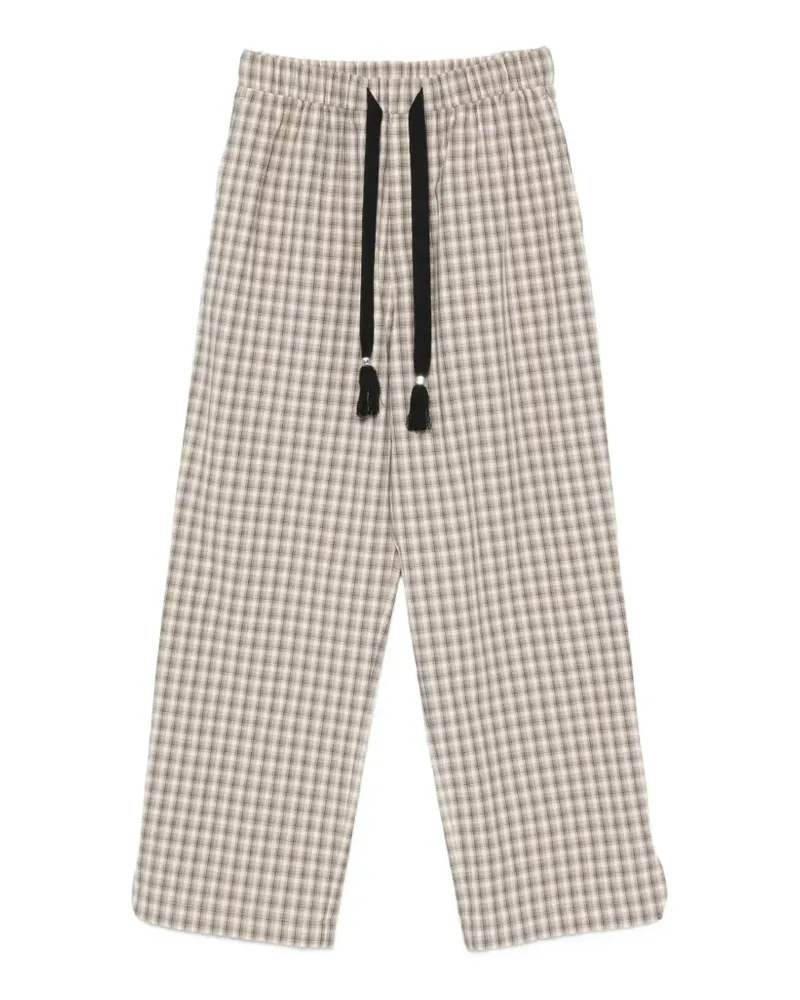 Nanushka check-pattern tassel-detail trousers - Nude Nude