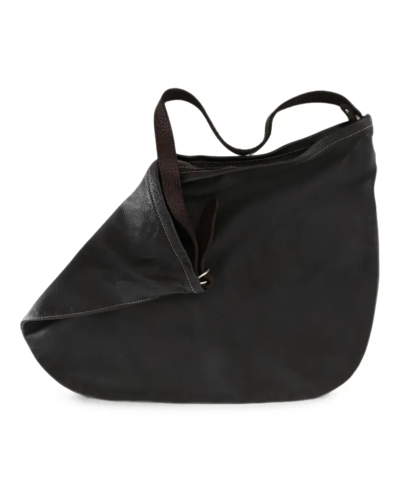 GUIDI Q25 Schultertasche aus gekörntem Leder - Braun Braun