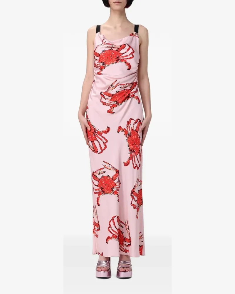 MSGM Maxikleid mit Krebs-Print - Rosa Rosa