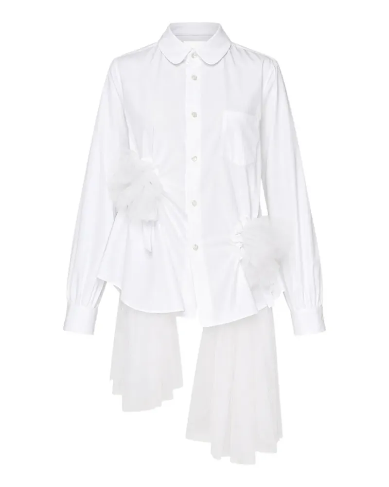 Noir Kei Ninomiya tulle-panelled collar shirt - Weiß Weiß