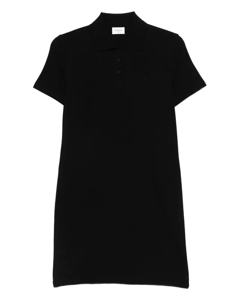 Saint Laurent polo-collar mini dress - Schwarz Schwarz