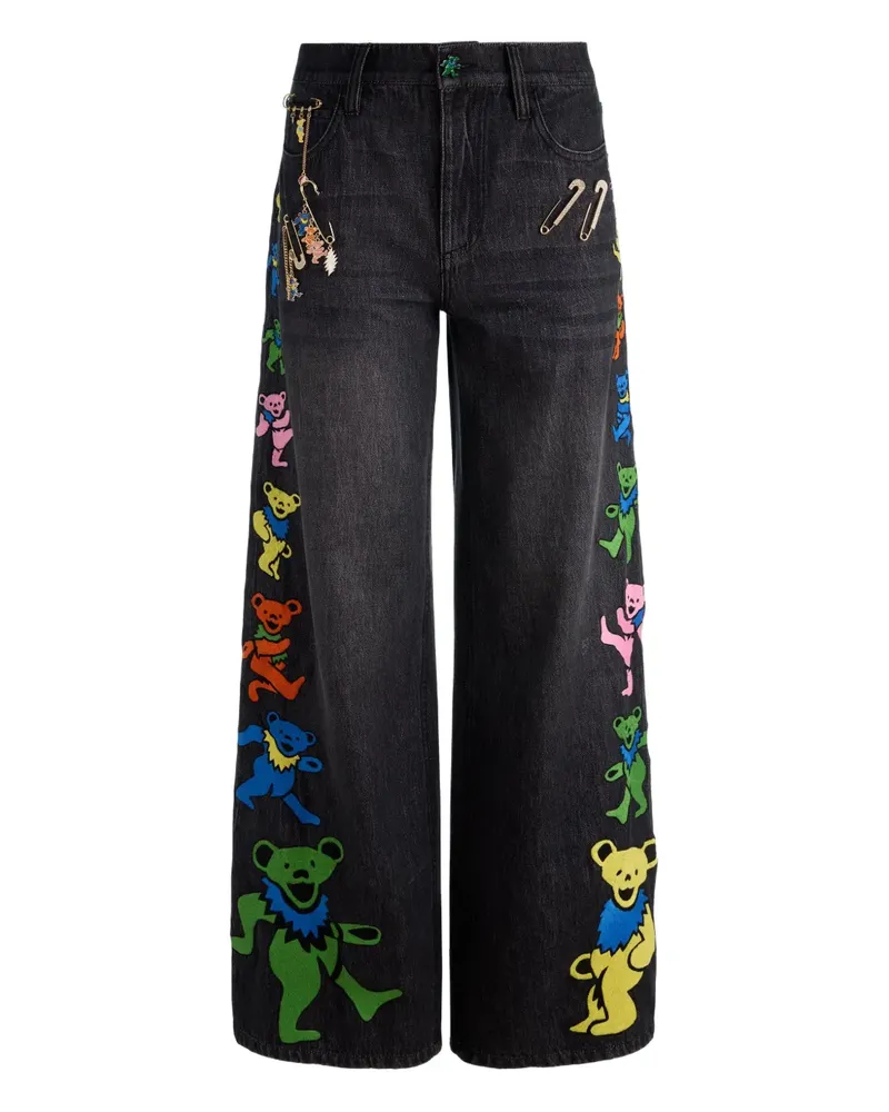 Alice + Olivia Amazing Jeans mit Patches - Schwarz Schwarz