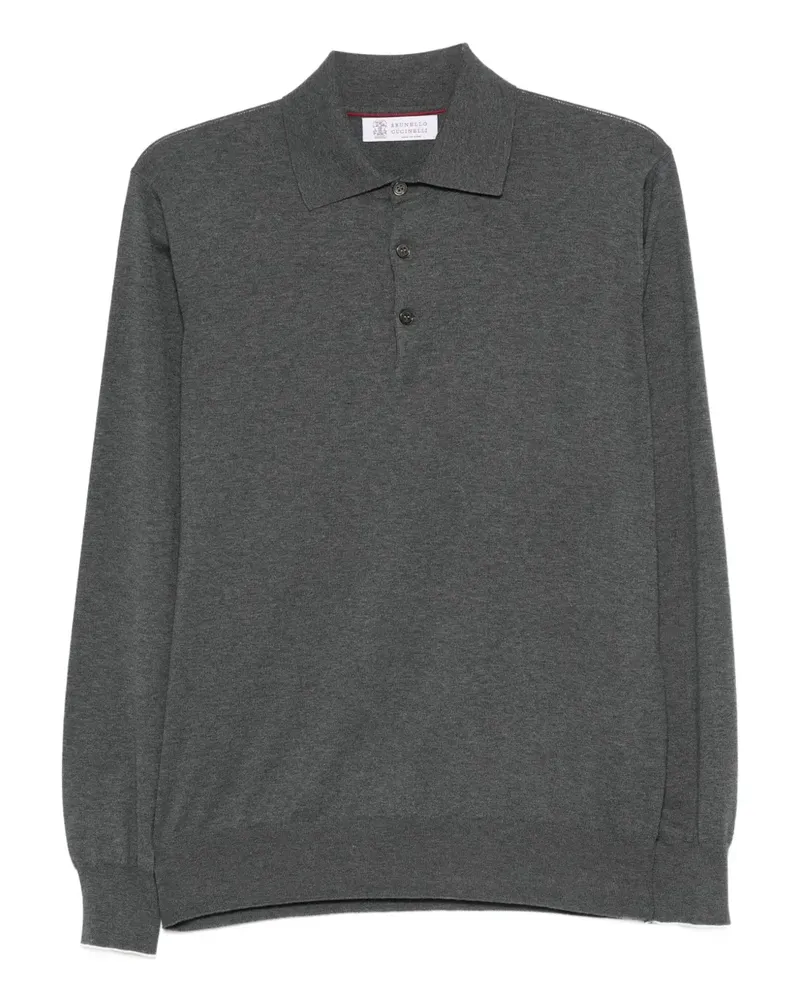 Brunello Cucinelli Langärmeliges Poloshirt - Grau Grau
