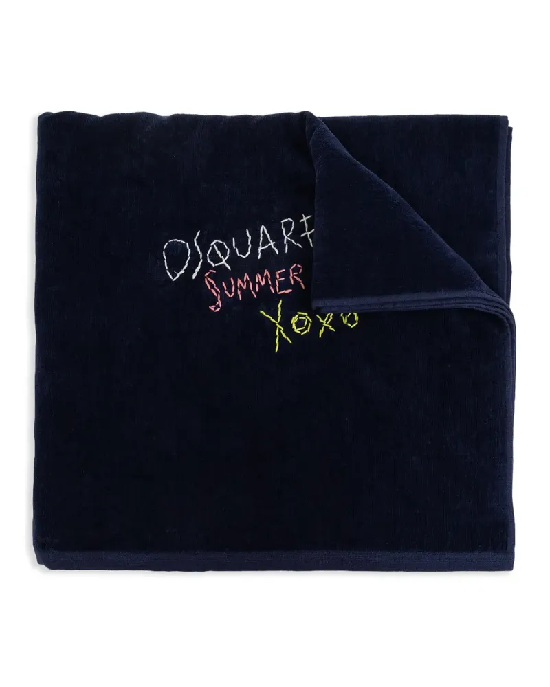 Dsquared2 Badetuch mit Logo-Stickerei - Blau Blau