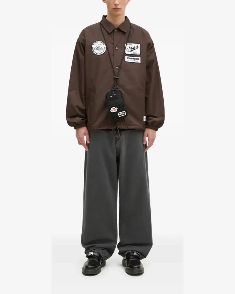 Neighborhood Hemdjacke mit Logo-Patch - Braun Braun