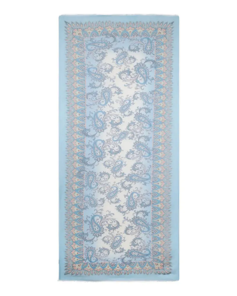 Etro floral paisley linen-blend scarf - Blau Blau