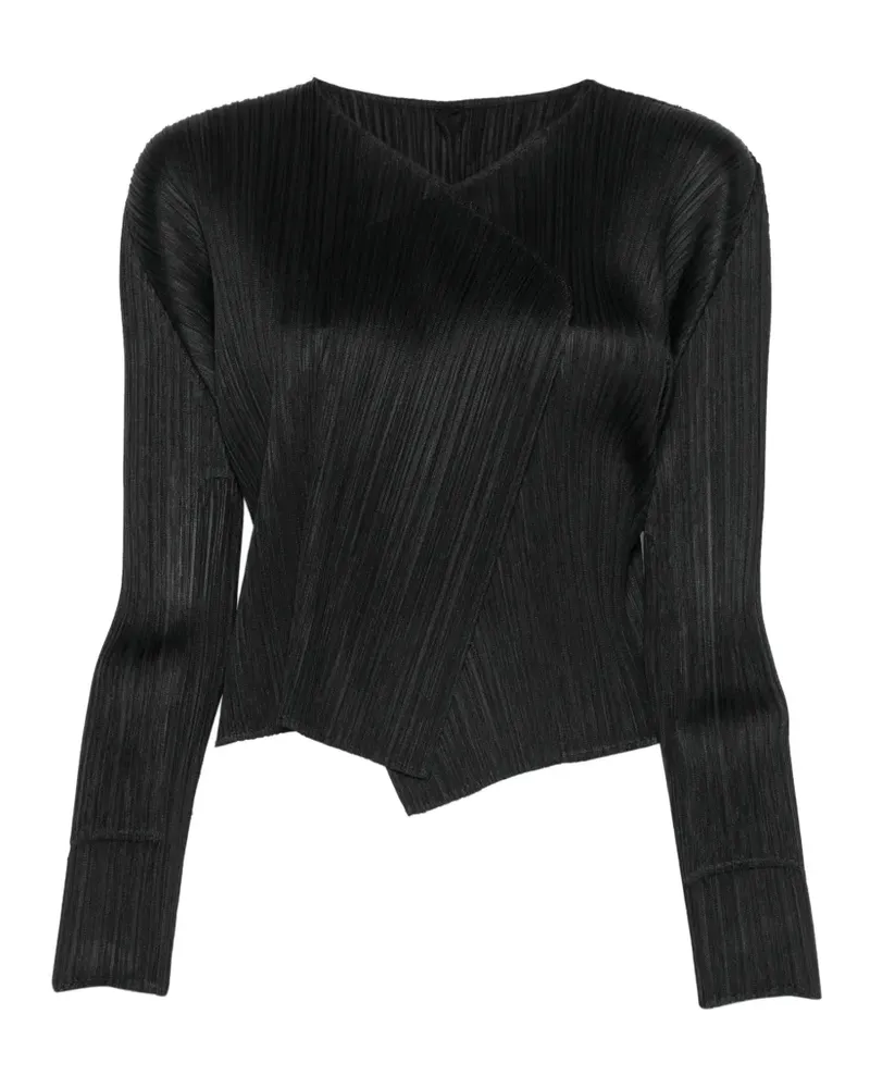 Issey Miyake Pleats Please V-neck cardigan - Schwarz Schwarz