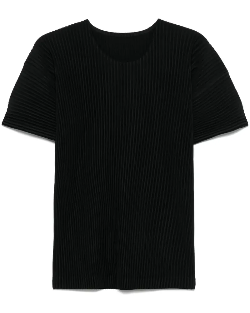 Issey Miyake Plissiertes T-Shirt - Schwarz Schwarz