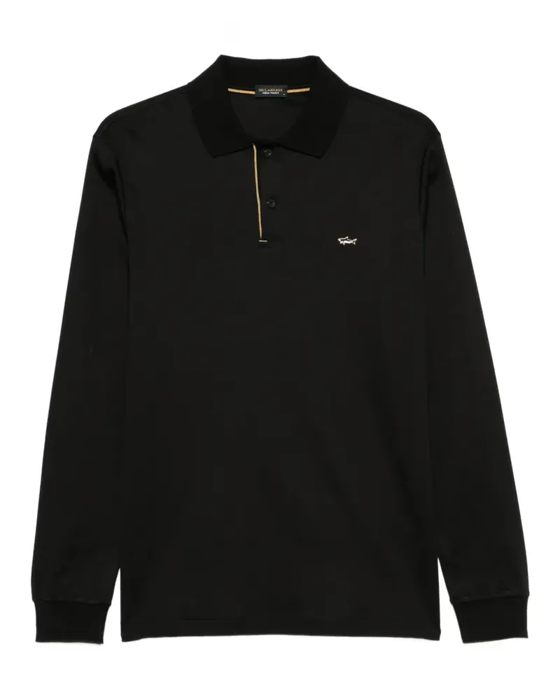 Paul & Shark logo-plaque long-sleeve polo shirt - Schwarz Schwarz