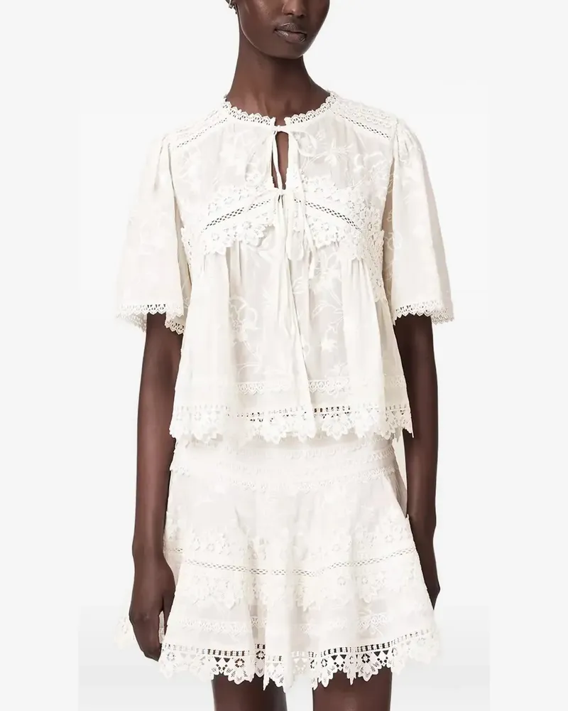 AllSaints Lillith embroidered short-sleeve top - Weiß Weiß