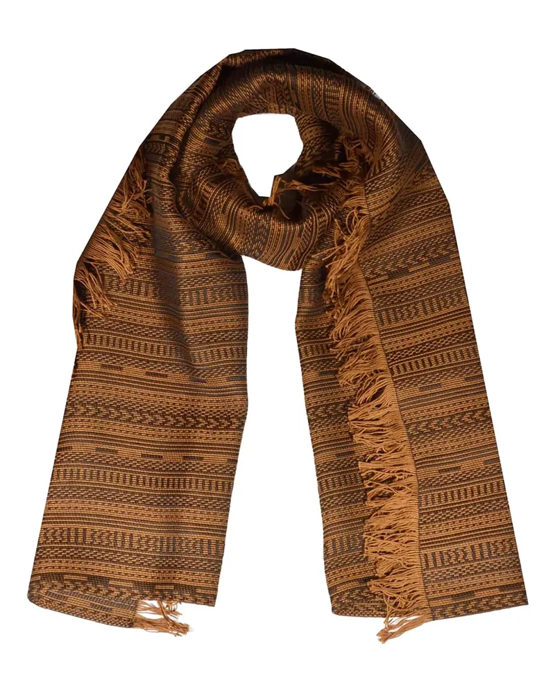 Max Mara Gemusterter Schal mit Fransen - Braun Braun
