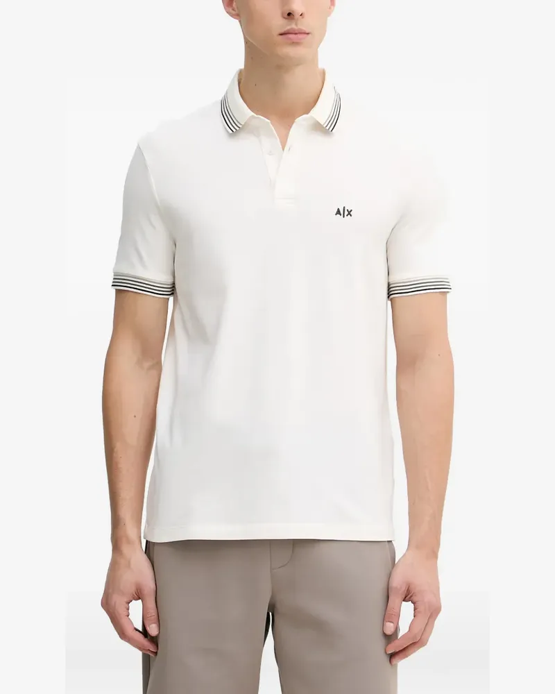 Armani Exchange logo-embroidered stripe-trim polo shirt - Nude Nude
