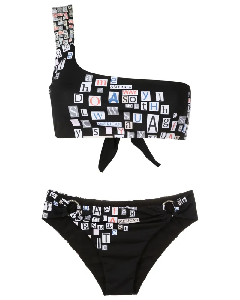 Amir Slama One-Shoulder-Bikini - Schwarz Schwarz