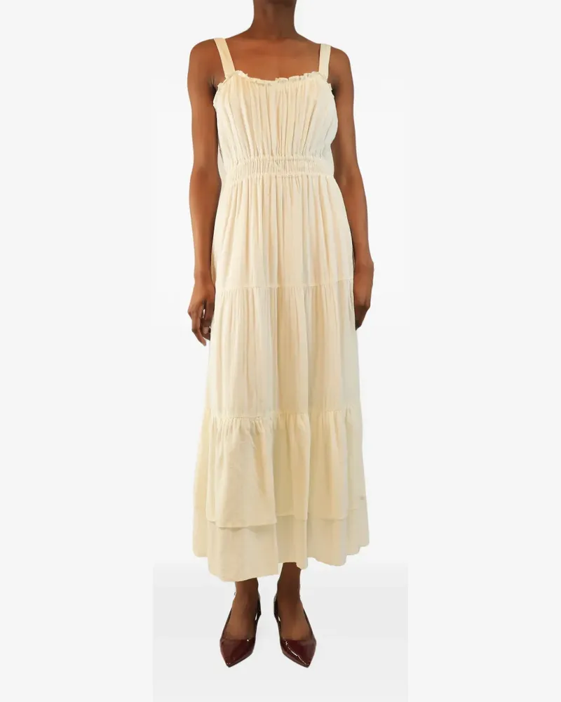Juliet Dunn embroidered tiered midi dress - Nude Nude