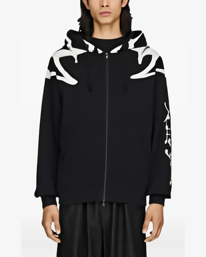 Y-3 Kapuzenjacke aus Frottee mit Chito-Print - Schwarz Schwarz