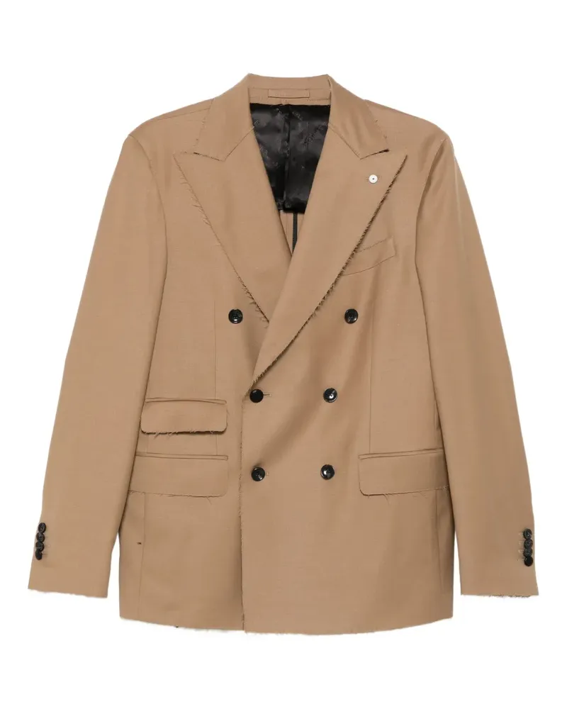 Luigi Bianchi Mantova Doppelreihiger Blazer mit ausgefransten Kanten - Braun Braun