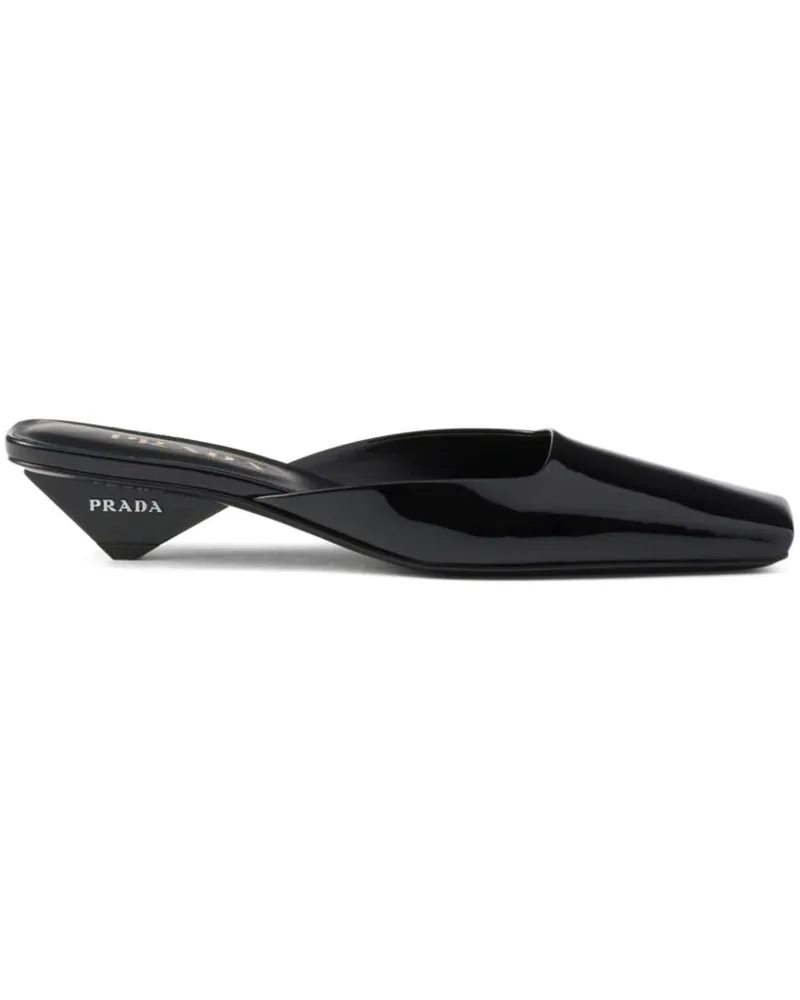 Prada Mules aus Lackleder 35mm - Schwarz Schwarz
