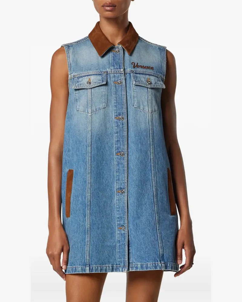Versace Ärmelloses Minikleid mit Knöpfen - Blau Blau