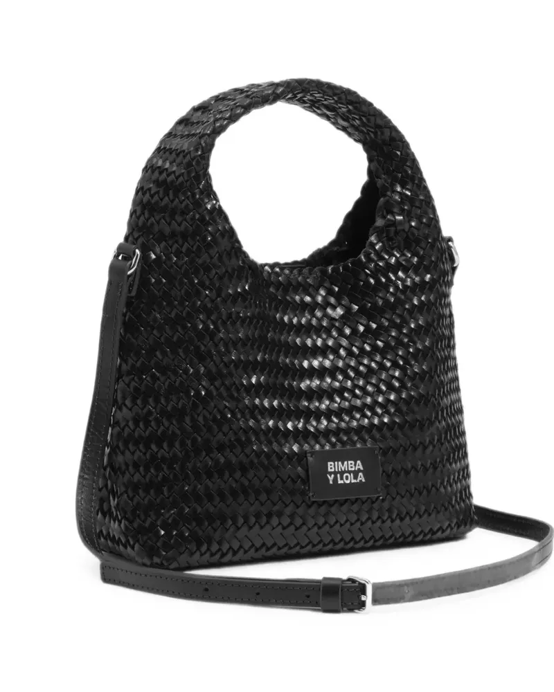 BIMBA Y LOLA Kleine schwarze Papiertasche mit Flechtdetail Schwarz