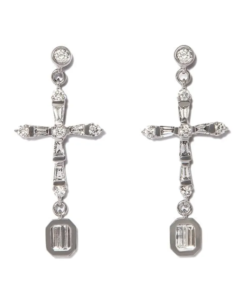 SHAY 18kt Schwarzgold-Hängeohrringe mit Diamantkreuz Schwarz