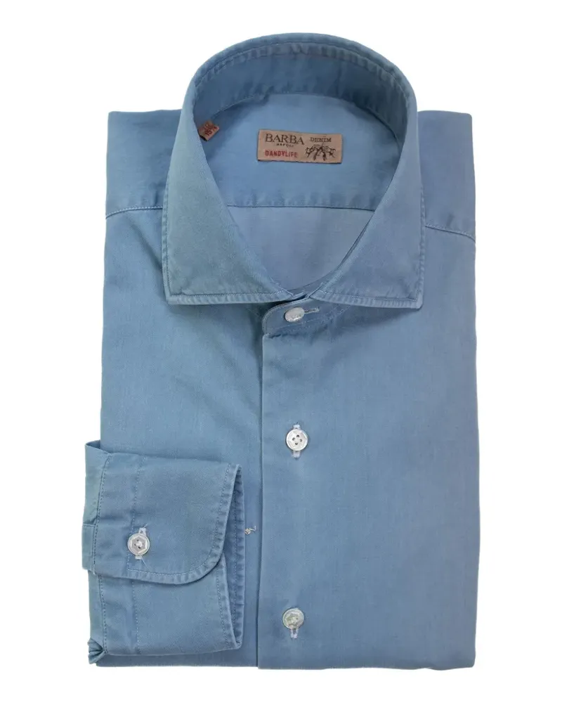 BARBA Langärmeliges Jeanshemd - Blau Blau