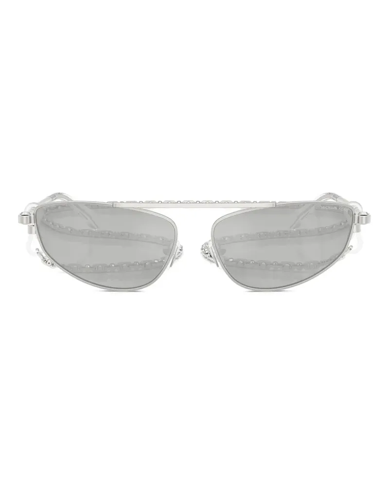 Michael Kors Geometrische Sonnenbrille mit Kettendetail - Silver Shiny Silver