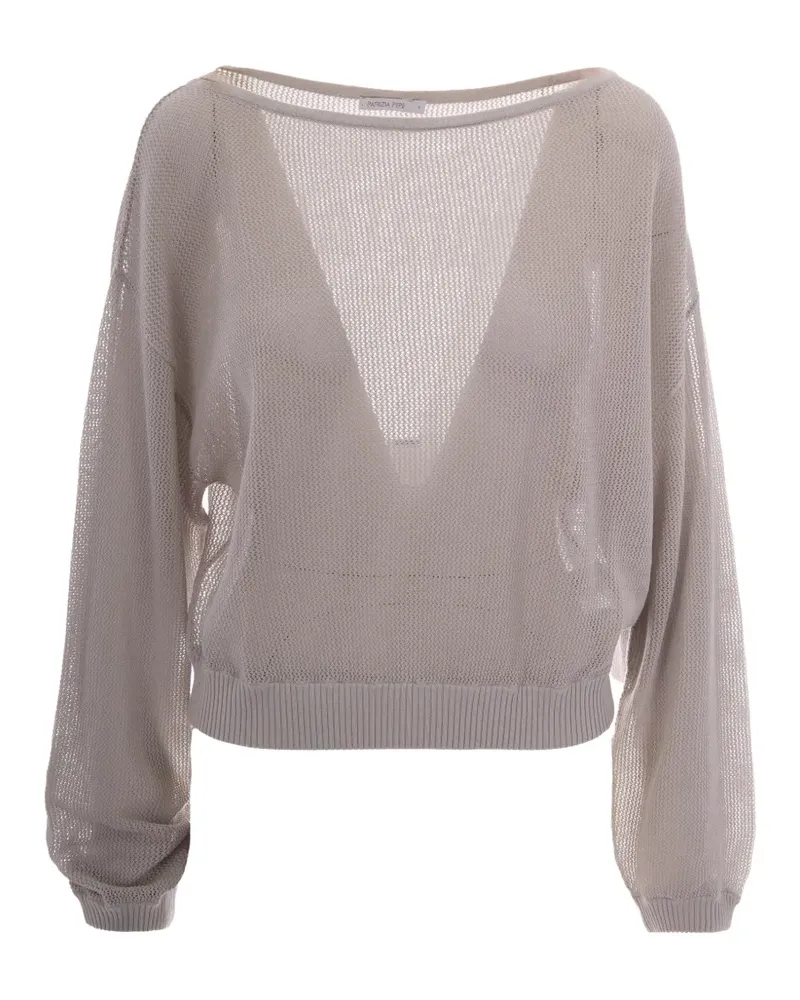 Patrizia Pepe logo mesh-knit sweater - Grau Grau