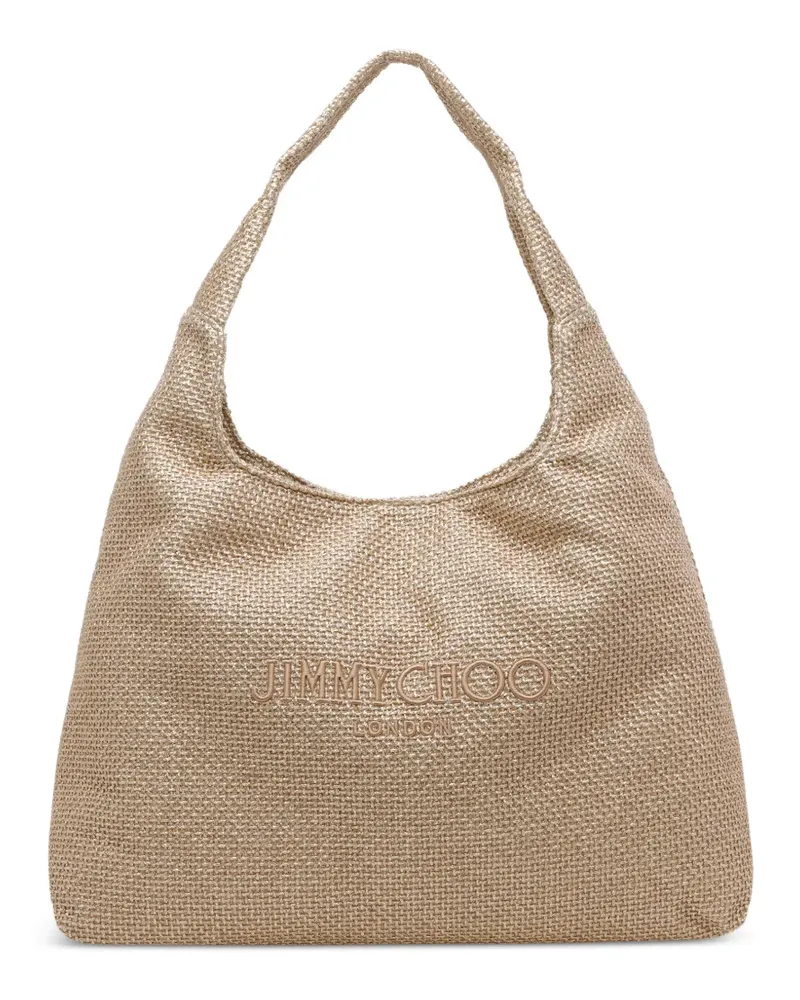 Jimmy Choo Diamond Schultertasche aus Raffiabast - Nude Nude