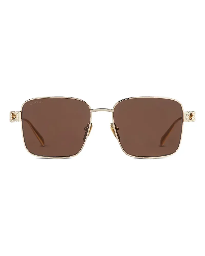 Gucci logo square-frame sunglasses - Gold Gold