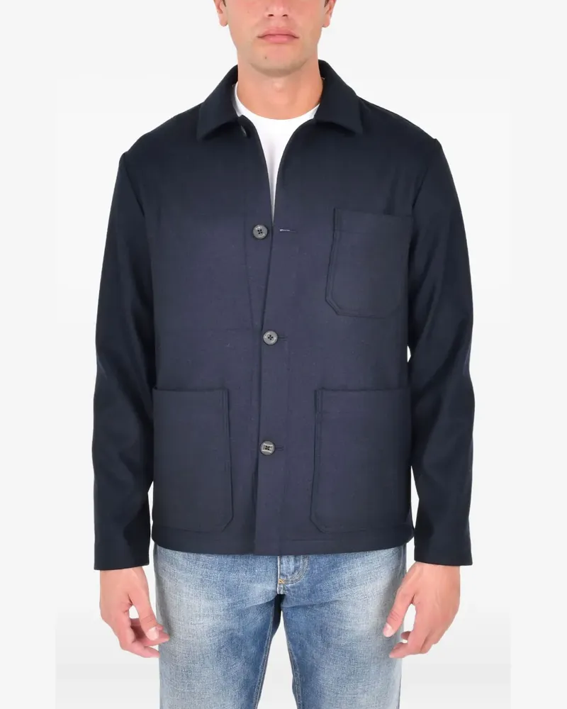 Drumohr  Hemdjacke mit aufgesetzter Tasche - Blau Blau