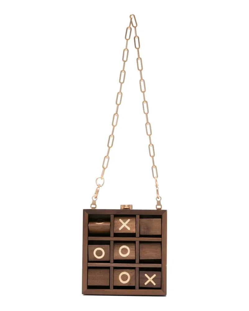Cult Gaia Tic Tac Toe Clutch mit Kette - Braun Braun