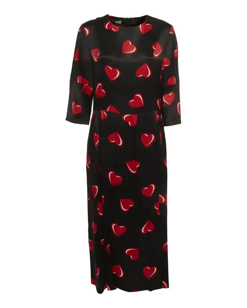 Moschino midi heart-print flared dress - Schwarz Schwarz