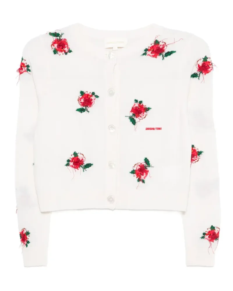 SHUSHU/TONG floral-embroidered cardigan - Weiß Weiß